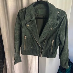 Forest Green Suede Moto Jacket, Sz M
